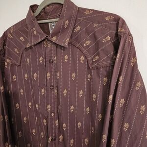 Cinch‎ Western Shirt Men's Sz L Brown Print Button Long Sleeve Cowboy